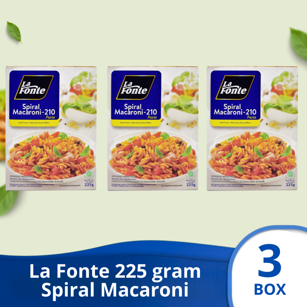 

(PAKET 3 BOX) LA FONTE SPIRAL MACARONI Pasta Instan 225 gram x 3 box