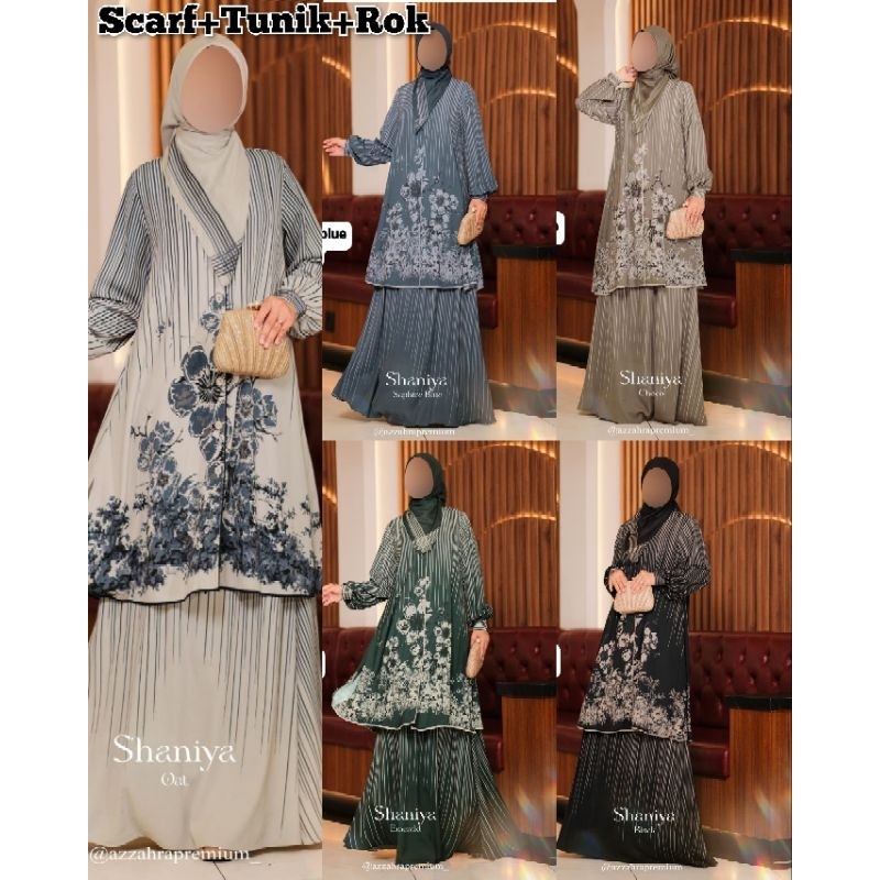 Shaniya series (Tunik+Rok+Scarf) by Azzahra Premium Syari