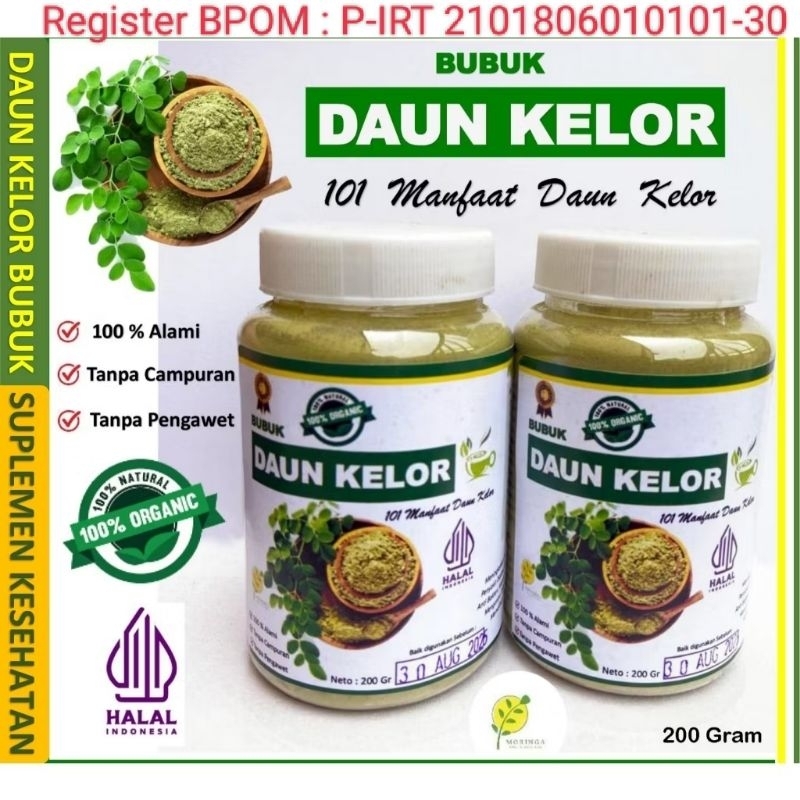 

Daun Kelor Bubuk 100 % . BPOM : P-IRT 2101806010101-30