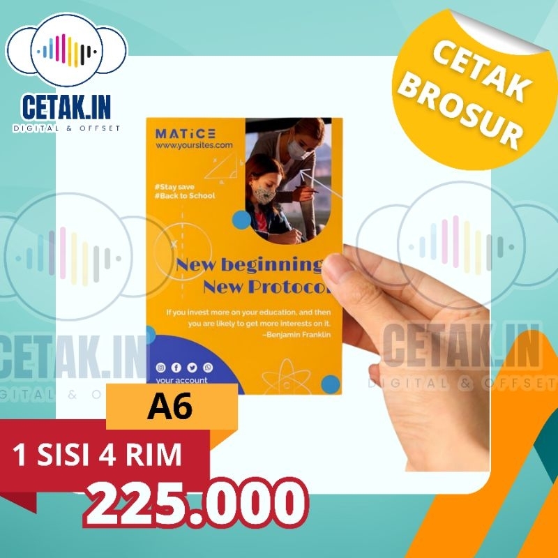 

Cetak Brosur A6 1 Sisi 4 Rim | Art Paper 120 gram | Full Color | Cetak.in Murah!