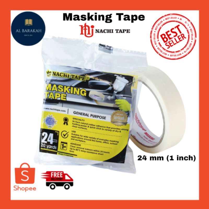 

Lakban Kertas Nachi Tape 1 inch 24mm 20 YARD / Masking Tape PER 1 ROL