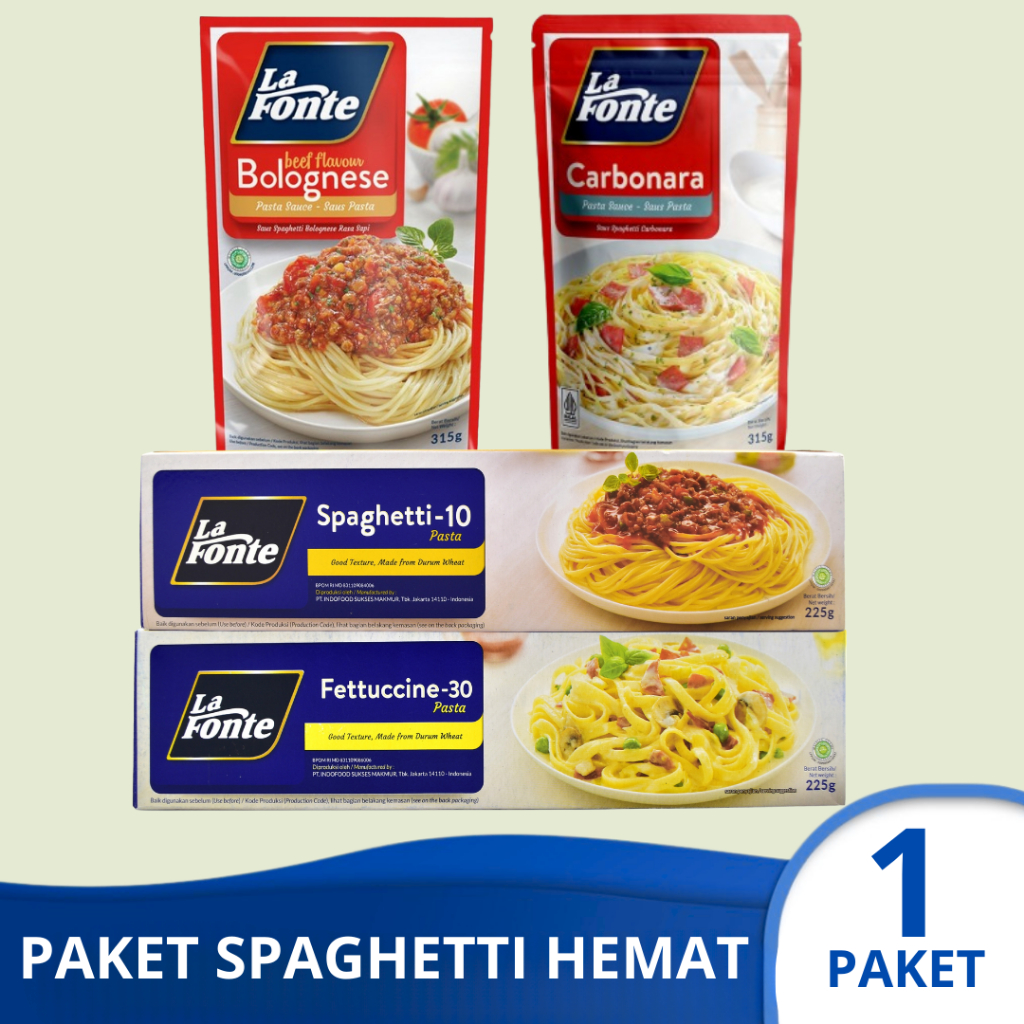 

(PAKET HEMAT) LA FONTE SPAGHETTI FETTUCCINE BOLOGNESE CARBONARA Paket Siap Santap