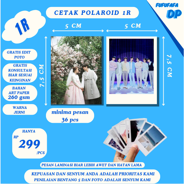 CETAK FOTO polaroid UKURAN 1R 50 x 75 mm tanpa minimal order