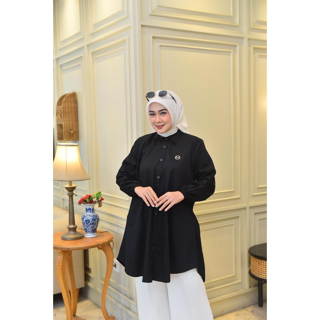 Atasan wanita DELISA tunik full kancing bahan katun jepang premium/kemeja wanita polos