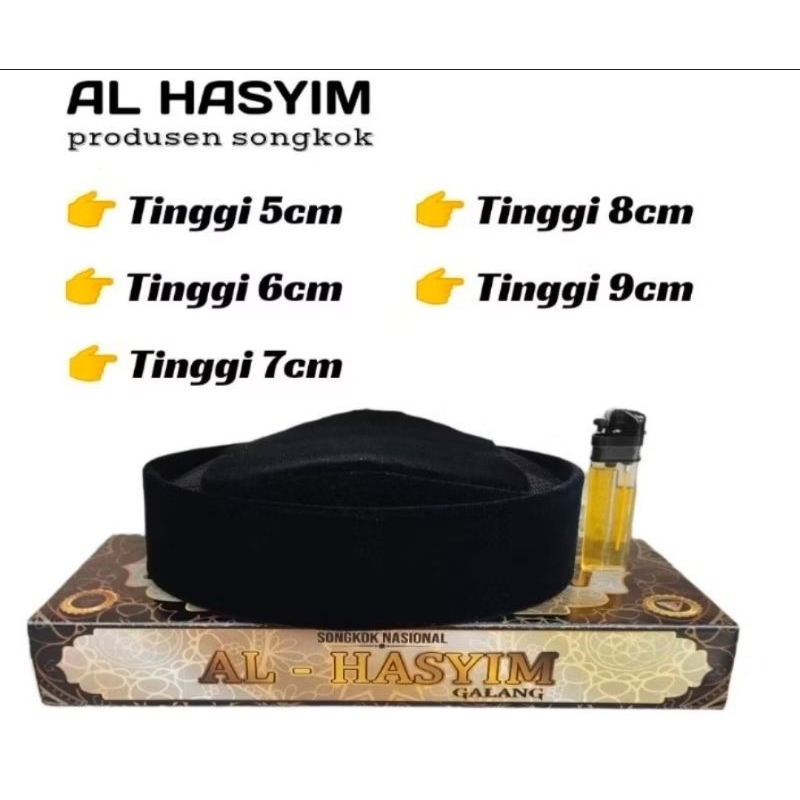 Songkok Susun Full Ac Pendek Peci Susun Hitam Full Ac Tinggi 5 cm,6 cm, 7 cm,8 cm Kopiah Susun Bahan