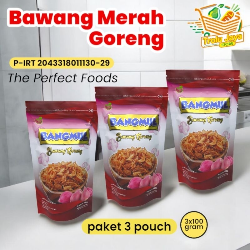 

Bawang Goreng 3x100gram Asli Renyah Kriuk Premium Tanpa Campuran BangMul Trolujayastore