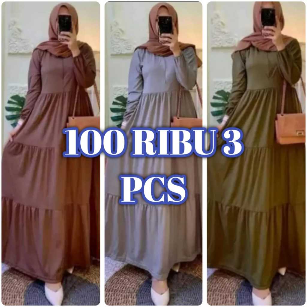 100RB DAPAT 3PCS GAMIS CANDA SUSUN MODERN/DRESS MUSLIM/GAMIS MUSLIM TERBARU/BUSUI/COD