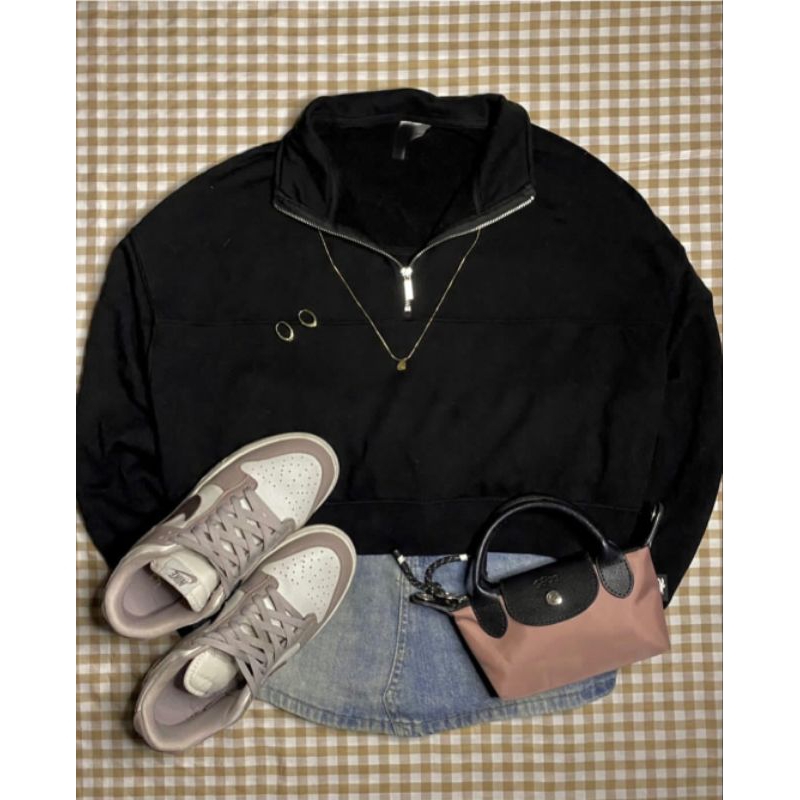 [ PRELOVED ] crop zipper hnm/h&m