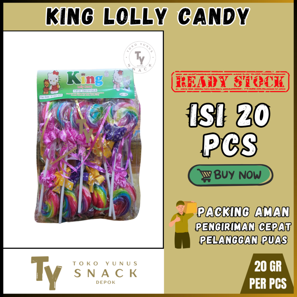 

KING LOLLY CANDY 1 PACK ISI 20PCS @20GR