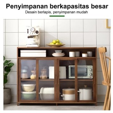 ( GARANSI 12 BULAN ) LEMARI DAPUR SERBAGUNA RAK PENYIMPANAN BAMBU BERKAPASITAS BESAR RAK OVEN MICROW