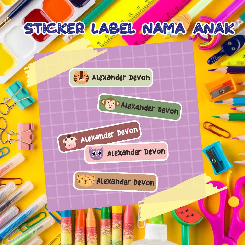 

Stiker Label Nama Waterproof / Sticker / Peralatan Sekolah / Perlengkapan / Botol Minum / Pensil / Tempat Makan / Bolpoin / Spidol / Buku / Penggaris/ Kotak