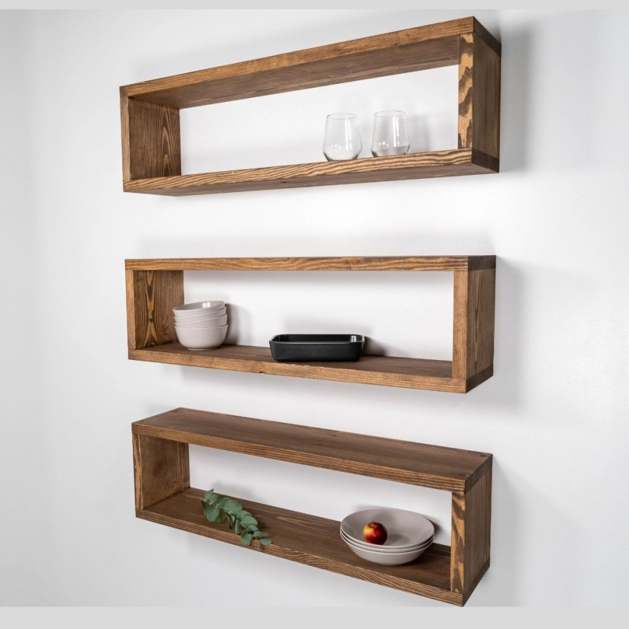 Rak Ambalan Kayu Persegi Panjang Tempat Gantungan Pajangan Dinding Dapur Toilet Serbaguna