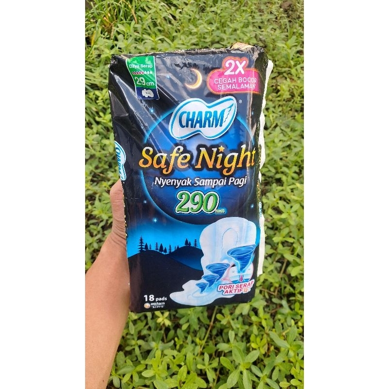 Charm pembalut safe night 29cm 18pads/Pembalut charm/Charm safe night/Charm