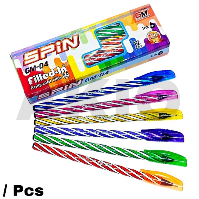 

Bolpoin Lilin Ulir Spiral GM-04 SPIN 0.5 mm Hitam Pulpen Ballpoint Bolpen