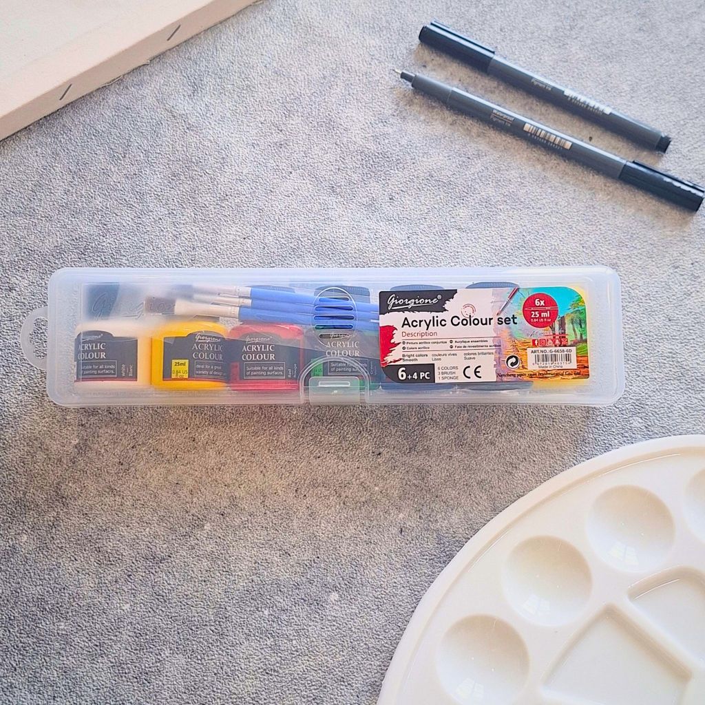 

Giorgione Acrylic Colour Set – Cat Akrilik 6 Warna 25 ml + Kuas All-in-One Acrylic Painting Set
