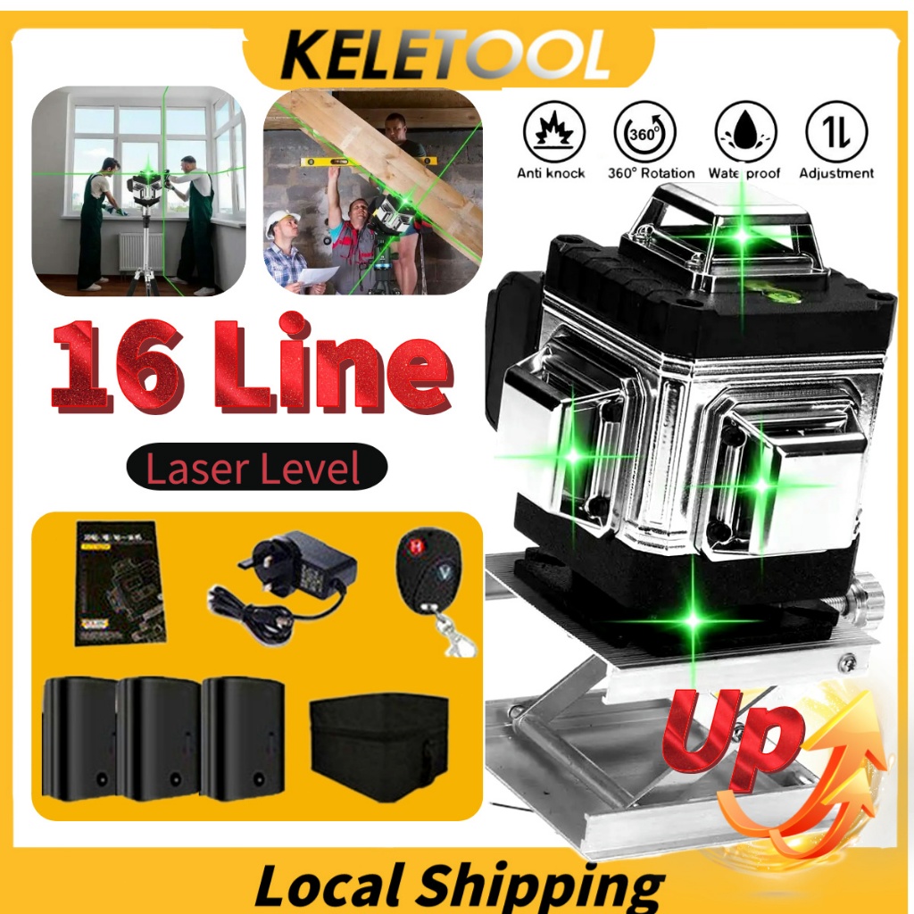 16 Line Laser Level Bangunan Laser Tukang Multifungsi Meteran Laser Leveling Keramik Laser Waterpass