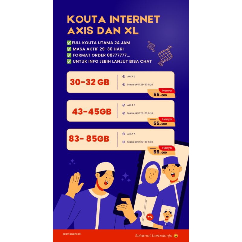 Kouta Internet, paket internet Axis dan XL Murah