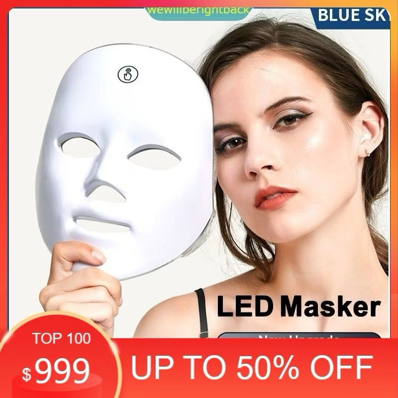 Masker LED PDT Light 7 Warna Led Mask Photon Therapy Alat Perawatan Wajah Penggunaan Pengisian Daya 