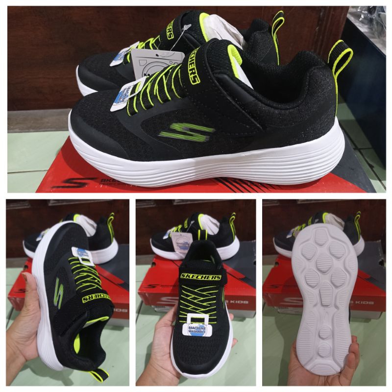 Sepatu Skechers Anak Go Run Hitam Sol Putih