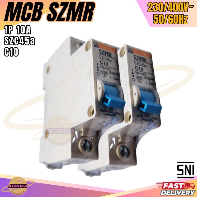 MCB SZMR 10A/10 Ampere Listrik PLN/Ampere Pemutus Arus Listrik/MCB SZMR 10 Ampere/Pemutus Arus Listr