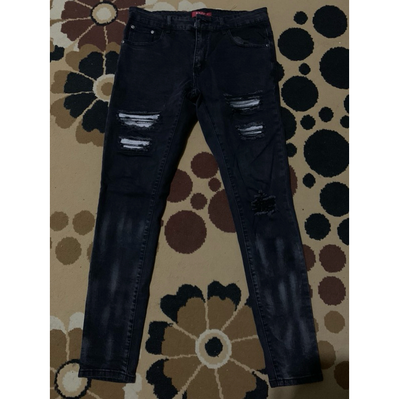 Rucas Caviar Platinum Silver Leather Jeans / Size 32