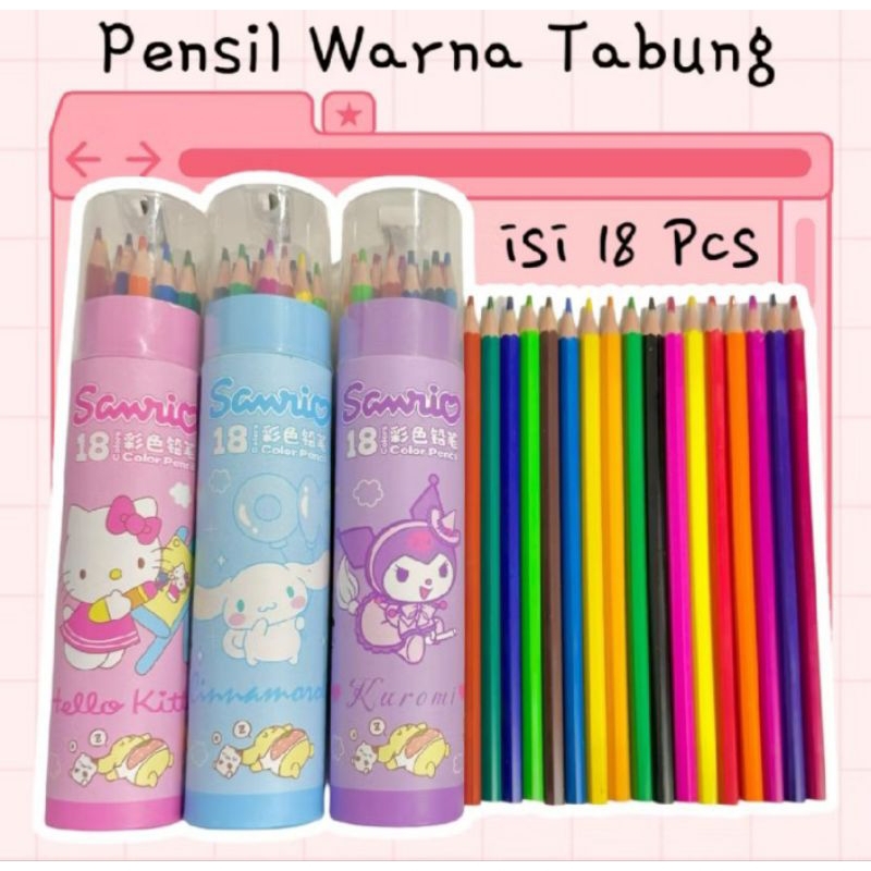 

Pensil warna ( 18 warna ) Sanrio Kuromi Hello Kitty Cinnamoroll