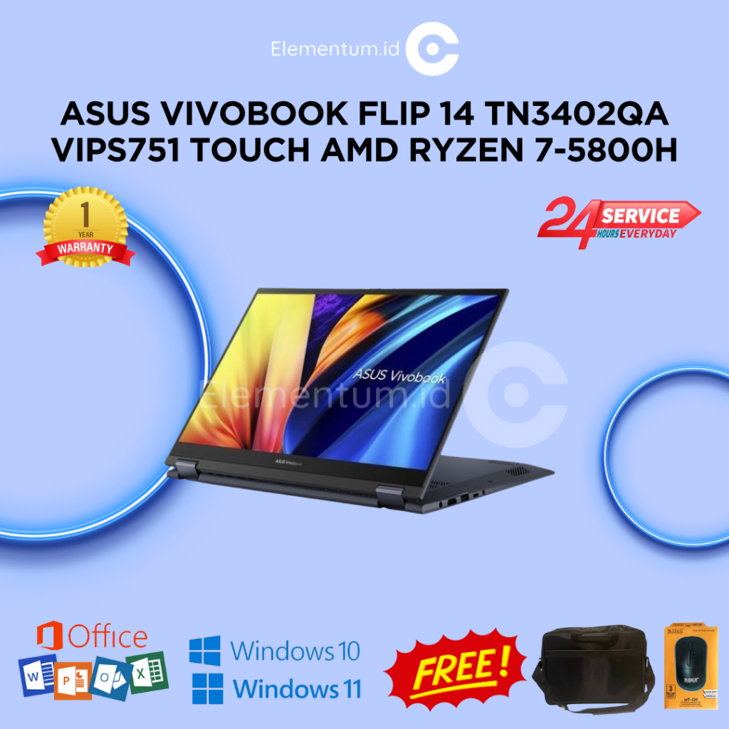 ASUS VIVOBOOK FLIP 14 TN3402QA VIPS751 TOUCH AMD RYZEN 7-5800H | RAM 8GB SSD 512GB WIN11