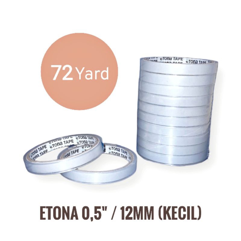 

Lakban Etona Kecil 12mm (0,5inch) 72 Yard Clear