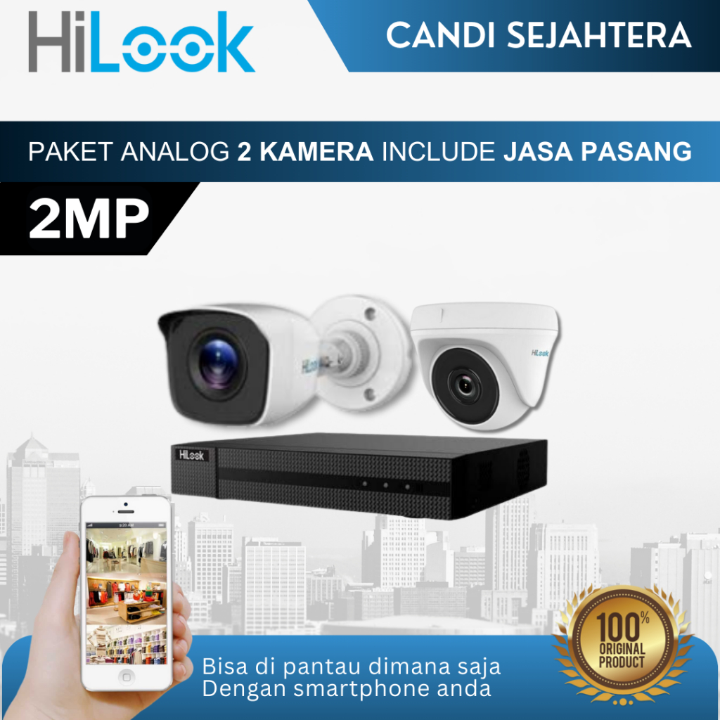 PAKET CCTV HILOOK 2MP 2 KAMERA + INSTALASI & ONLINE DI HP