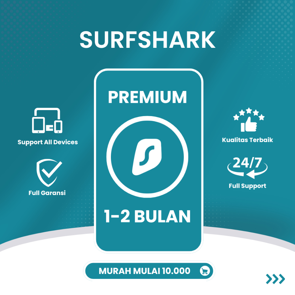 SURFSHARK VPN PREMIUM 2 BULAN MURAH BERGARANSI