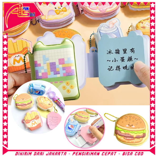 

AS Sticky Note Karakter Lucu 80 Lembar Mini Sticky Notes Dengan Rantai Gantungan Bentuk Makanan Notebook Mini Dengan Bantalan Empuk Squishy Kecil