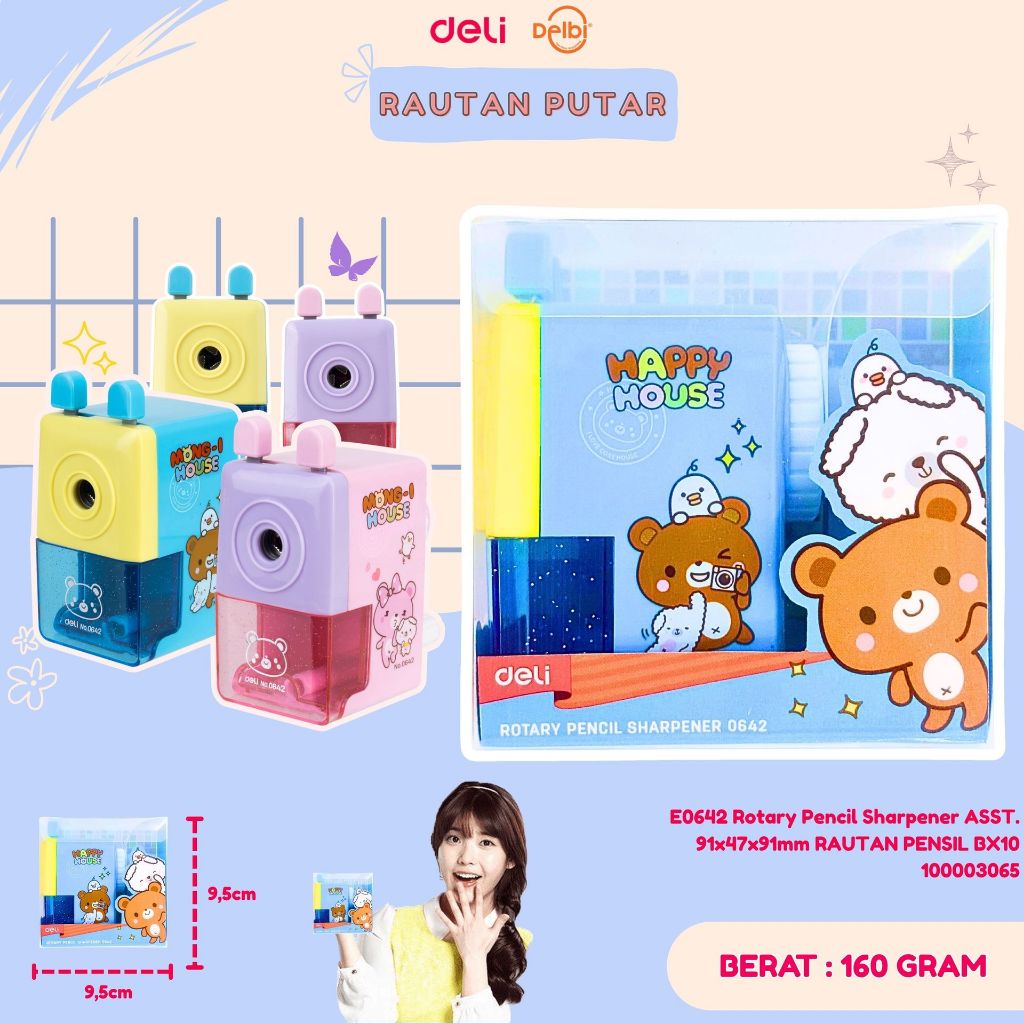 

E0642 Rotary Pencil Sharpener ASST. 91x47x91mm RAUTAN PENSIL