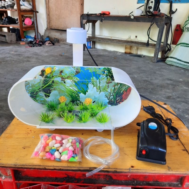 Aquarium pvc ikan hias fullset