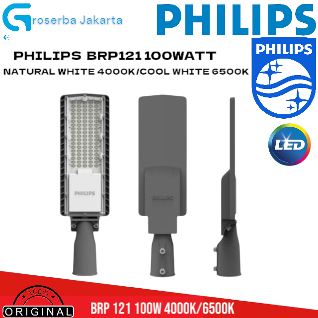 PHILIPS BRP121 100W - LAMPU JALAN PJU PHILIPS BRP 121 100WATT LED Street Light 6500K
