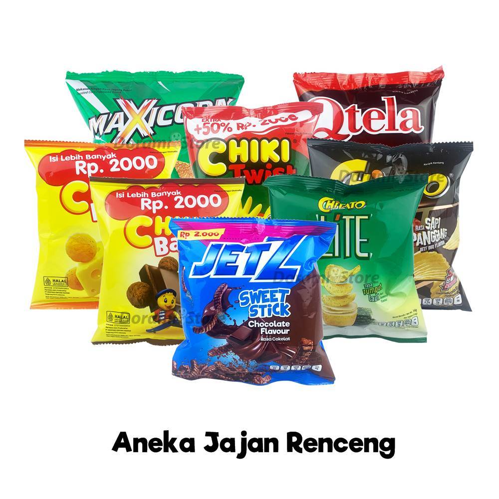 

Qtela / Chiki Balls / Chiki Twist / Maxicorn / JETZ / Chitato / Chitato LIte Jajan Renceng Isi 10 Sachet