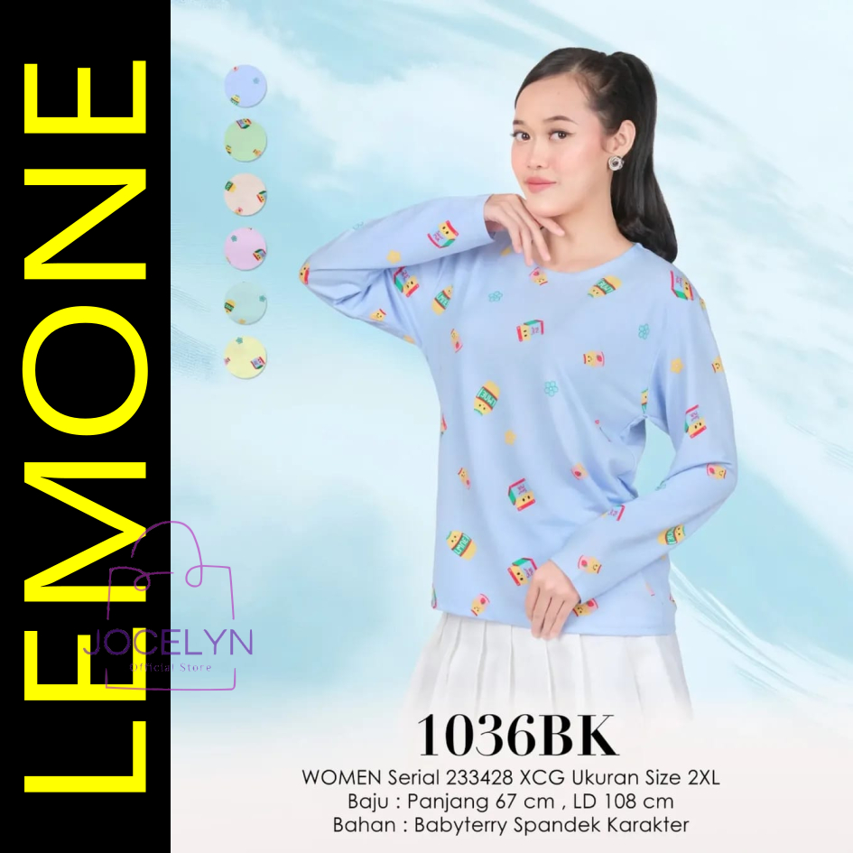 LEMONE Babyterry Spandek 1036BK Kaos Lengan Panjang size 2XL santai minimalis motif karakter lucu im