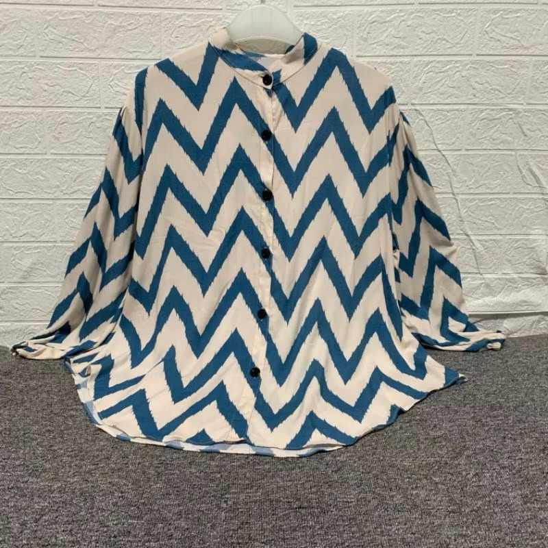 Eliza BLOUSE Cewe OVERSIZE LENGAN BALON Katun Rayon Motif Baju Casual terbaru baju santai