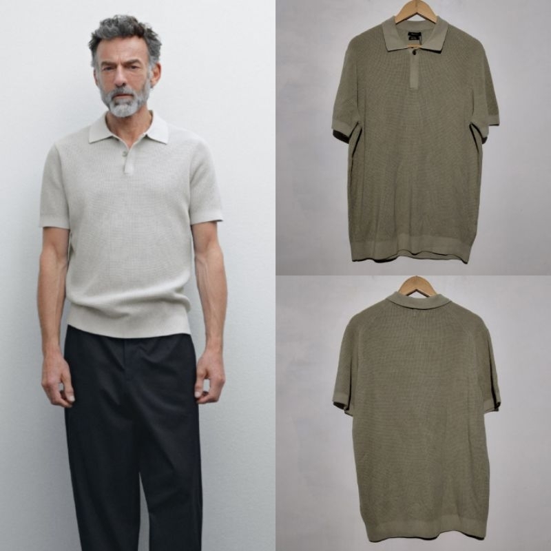 MASSIMO DUTTI KAOS POLO WAFFLE BARU ASLI ORIGINAL