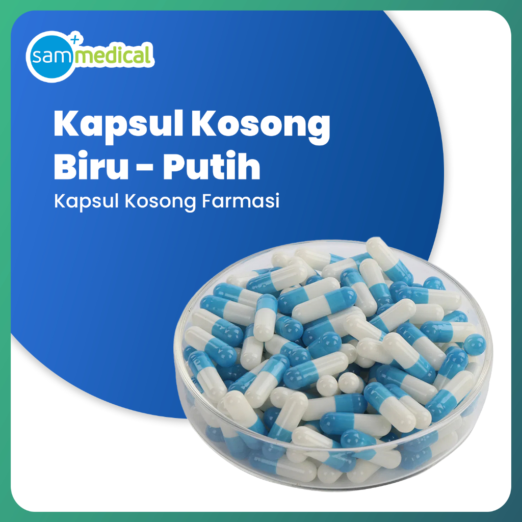 Kapsul Kosong Biru Putih Semua Ukuran / Cangkang Kapsul / Kapsul Obat / Kapsul Gelatin Sapi Isi 1000