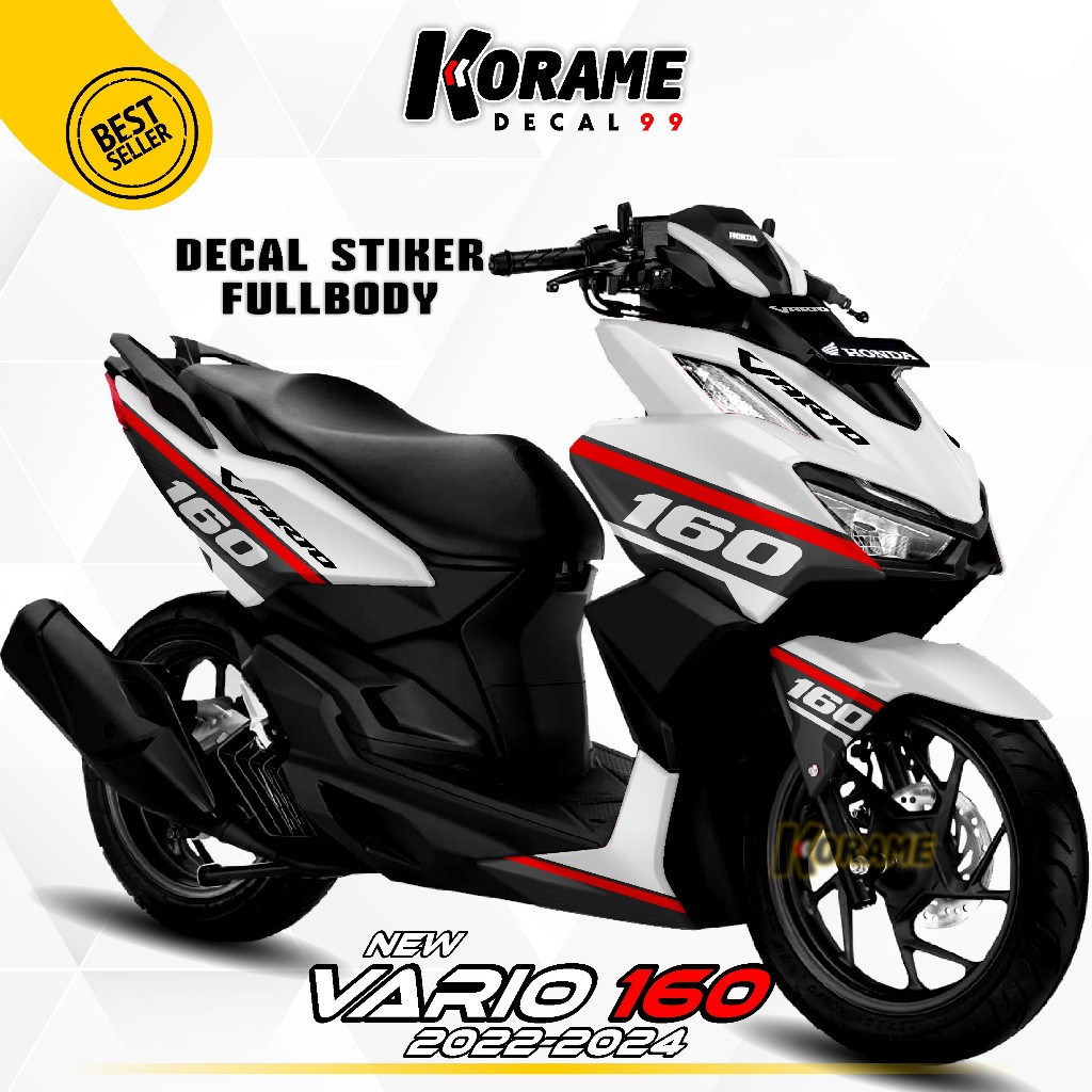 Decal Stiker Vario 160 Motif Racing Number 160 Putih Full body