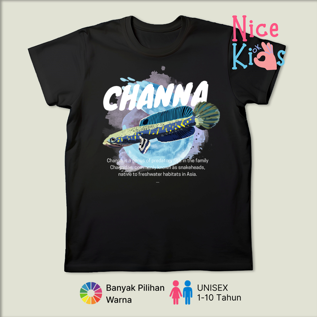 Baju Anak Kaos Anak Motif Ikan Channa Maru Chanidae Ikan Predator