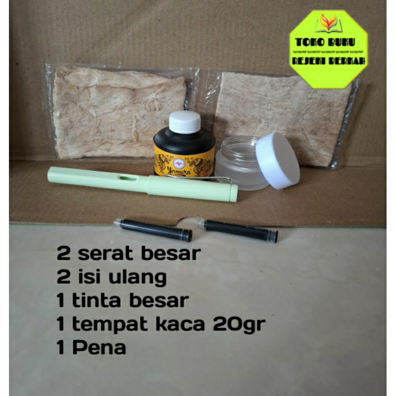 

satu set paket hemat peralatan menulis lengkap Pena premium dengan mata pena tutul celup Bak tinta ukuran tinta yamura ukuran kecil ares