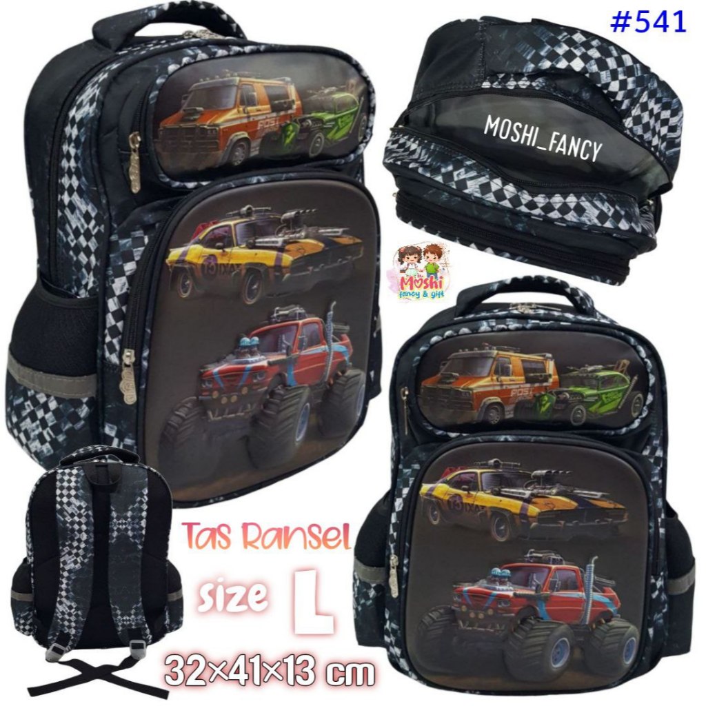 Tas Ransel Anak Laki-Laki Motif Mobil / Tas Sekolah Anak Laki-Laki Motif Car / Tas Gendong Anak Laki