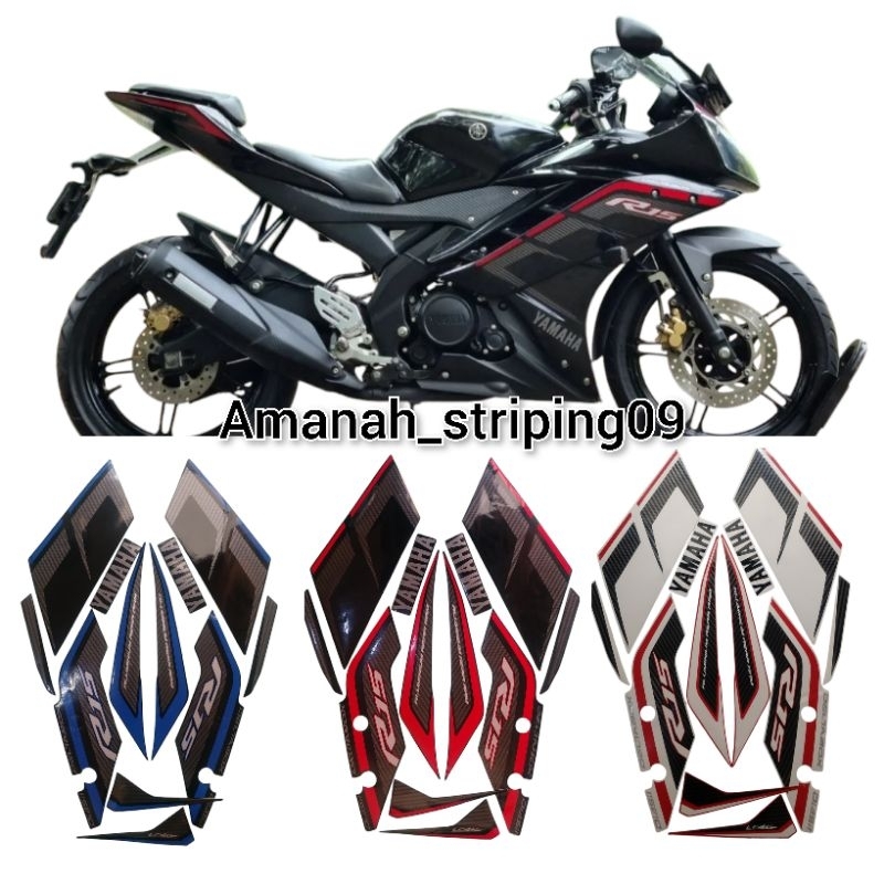Set stiker striping standart motor R15 v2 2015 ful set body terbaik
