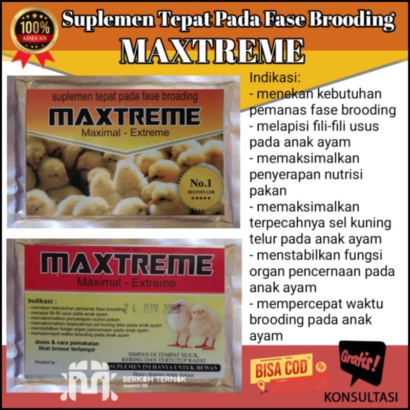 suplemen doc - maxtreme - suplemen fase brooding - suplemen ayam - obat ayam - vitamin broding