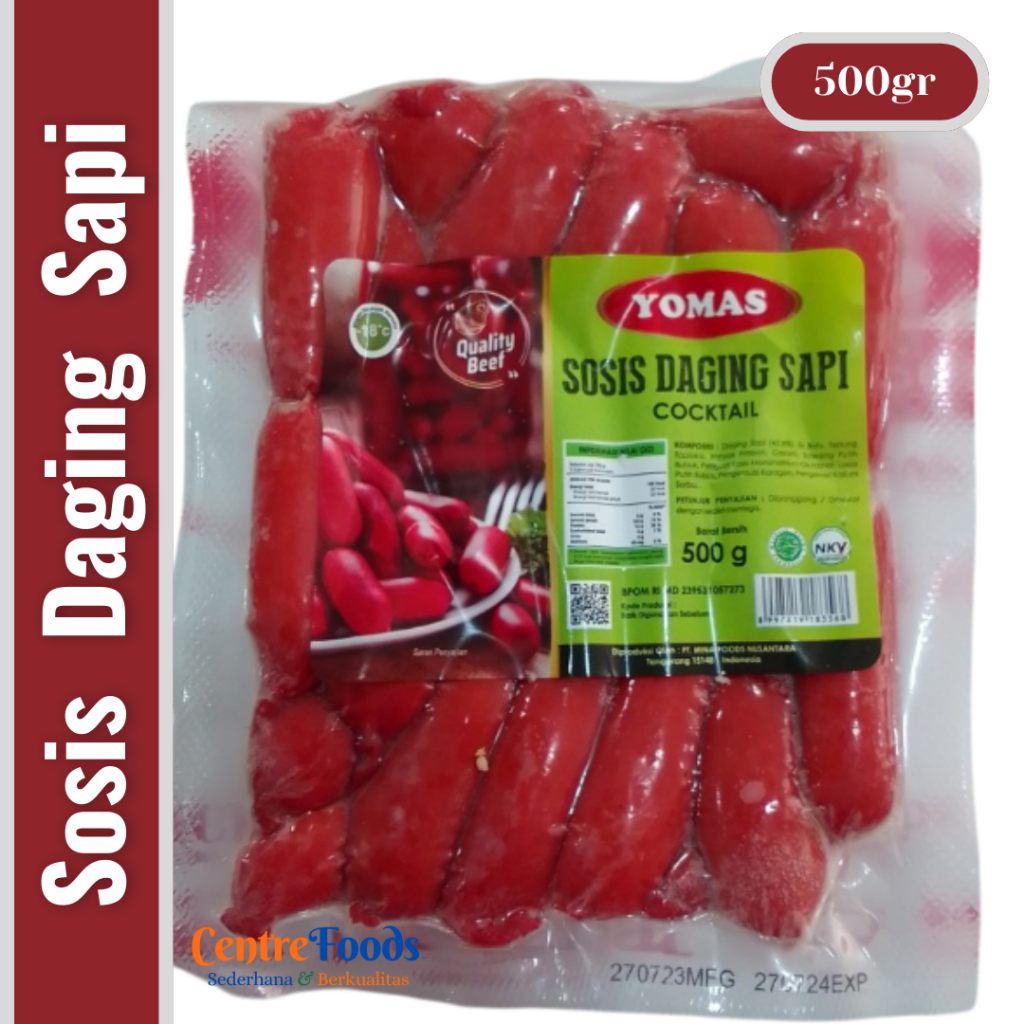 

Sosis Sapi Coktail Merah - Beef Cocktail Sausage Red YOMAS | 500gr [ Harga Per BKS ]