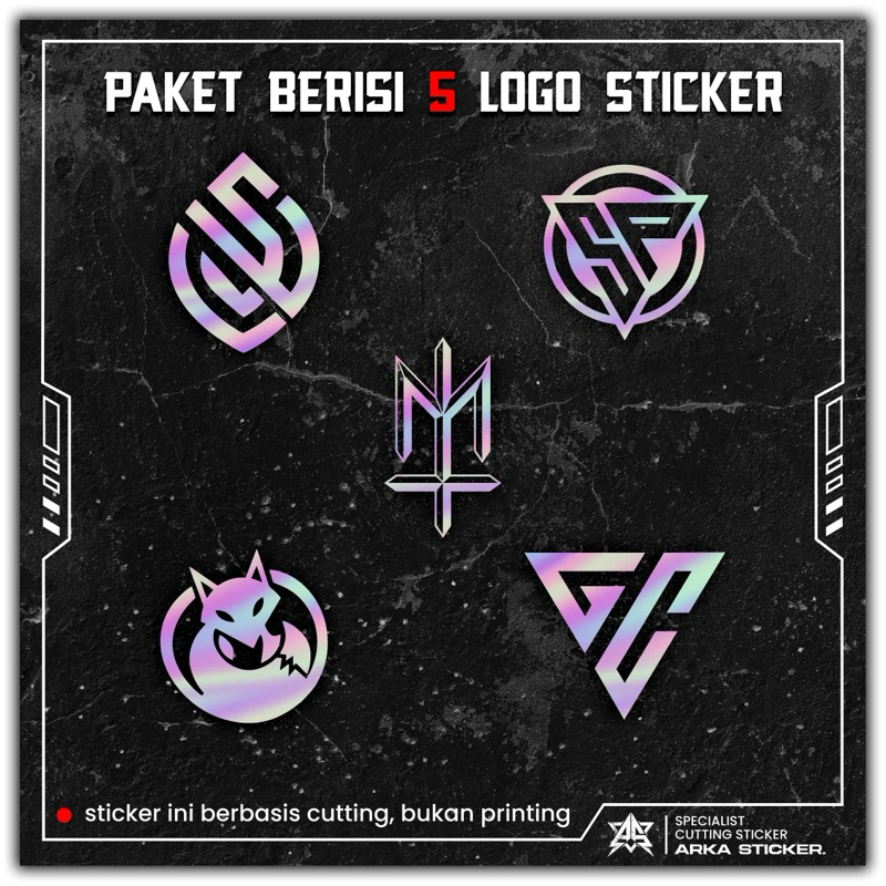 PAKET 5 IN 1 CUTTING STICKER MOTOR LOGO MATERNAL, SPEEDPEOPLE, BLACKFOX, GC MOTOR, TEAMSLV