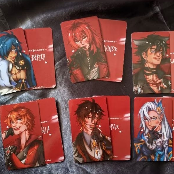 Photocard Genshin Impact Male by Red Dinoo || kiss and marks Childe Zhongli Neuvillette Wriothesley 
