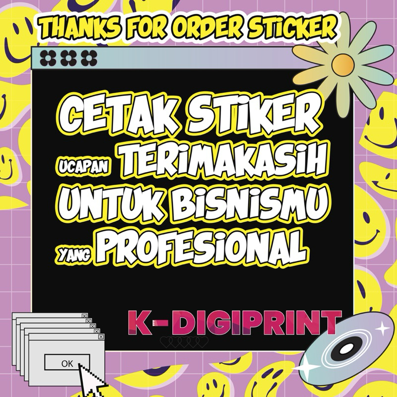 

Print & Potong Sticker/Stiker Ucapan Terimakasih Thank You Thanks for Order