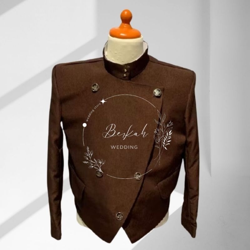 beskap solo polos pres mahogany